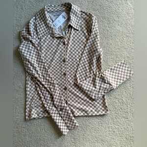 NWT Abercrombie & Fitch Beige Checkered Shirt